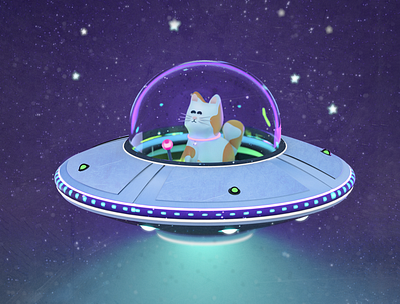 Gatito espacial 3d 3d art cat gatito gato illustration kitten kitty space