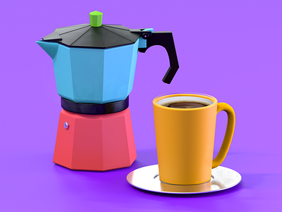 Morning Coffee 3d 3d art 3d model c4d cafe coffe coffemaker design illustration morning mug taza