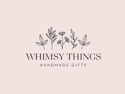 Logo Design: Whimsy Things branding business card feminine floral flowers handmade identity logo logo a day logo design minimal whimsy