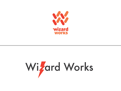 Wizard Works bolt futura lightning logo revamp 로고 위자드웍스