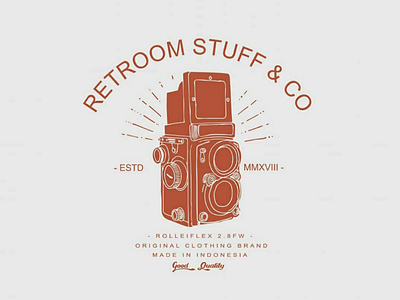 Restroom " Rolleiflex " badge brand branding camera clothing brand design illustration lettering logo logo design old stuff quality rolleiflex typeface typography