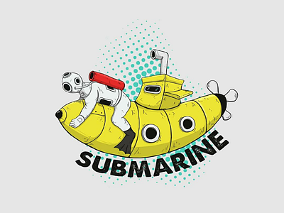 Submarine character design diving illustration submarine t shirt typography
