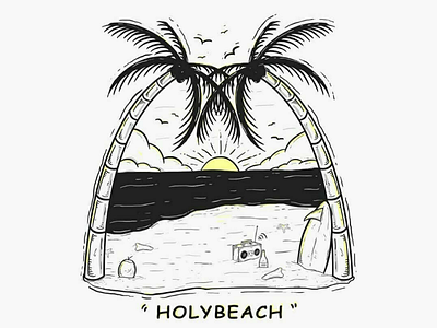 Holybeach beach clothing custom desain holiday illustration summer surfing t shirt vacation