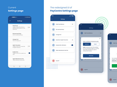 PayCentre Settings Page Redeisgned app branding corporate design design icon ui ux