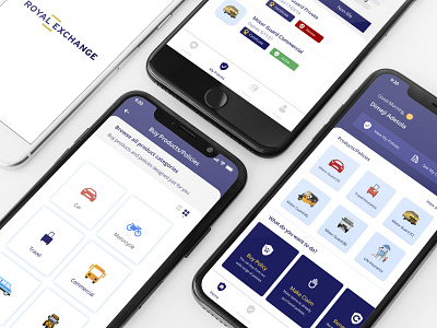 Royal Exchange Insurance App app claims design insurance insurance app insurance company insurance pensions life insurance minimalism mobile app design policy ui ui ux ux