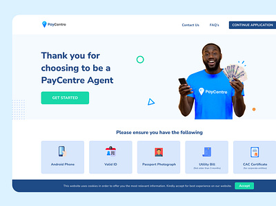 SignUp Landing Page for PayCentre Africa design landing page design landingpage mobile ui ux web