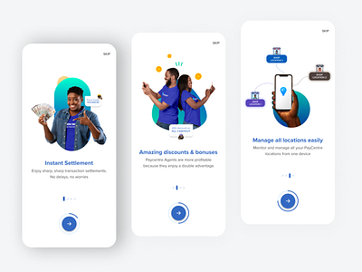 Onboarding / Walk-through screens banking banking app finance mobile app new user onboarding pos sign up splash screen transfer ux walk through wallet welcome screen withdrawal