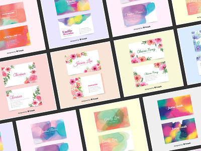 Abstract Watercolor Stains & Floral Business Card