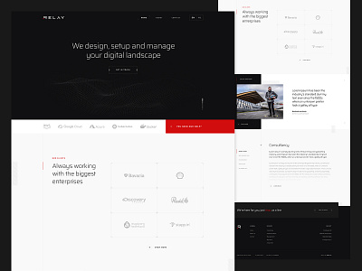 Relay Design Home branding clean dark digital landing design landing page landscape modern relay tech tech design ui