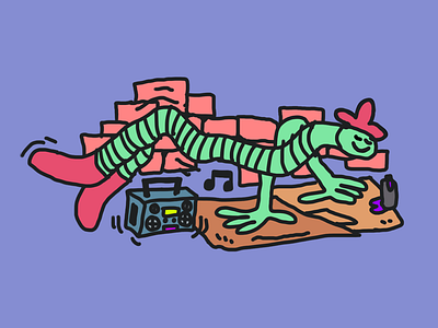 worm breakdance illustration worm