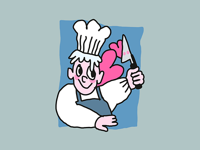 love and knife blush chef cook illustration knife love