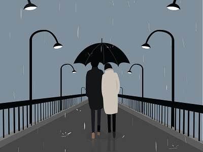 Rain couple design graphic illustration rain sadness vector way