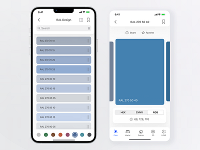 RAL - Color List app design ui