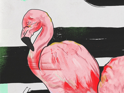 personal illustration digital painting drawing flamingo flamingoes illustration mint pink addict sketch
