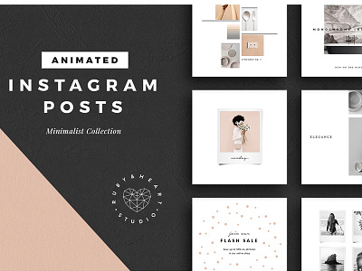 Animated Minimalist Instagram Posts animated posts instagram instagram bundle instagram posts instagram story instagram story template mockup posts social media social media posts templates