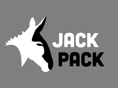 Jack Pack logo -backpack branding backpack branding contrast design donkey graphic hiking illustration logo mountain simple vector vintage