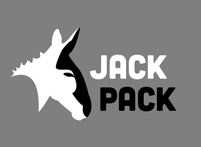 Jack Pack logo -backpack branding backpack branding contrast design donkey graphic hiking illustration logo mountain simple vector vintage