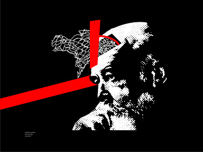 BEKSINSKI ON BRAIN beksinski contrast daily post daily poster dailyposter design fashion flat graphic graphic design graphicdesign man old man red simple the thinker thinger thinker thinking