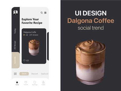 Dalgona Coffe App Ui Design app dailyui dalgona mobie mobile app mobile apps mobile design mobile ui newui ui ui ux ui design uidesign uiux