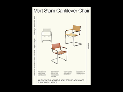 Mart Stam Cantilever Chair poster branding design furniture illustration poster print typography