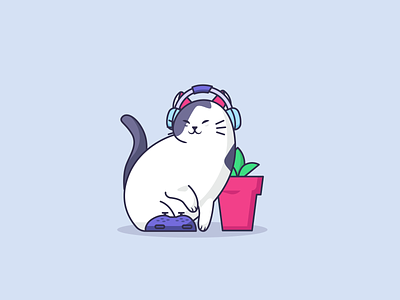Gamer Cat Illustration