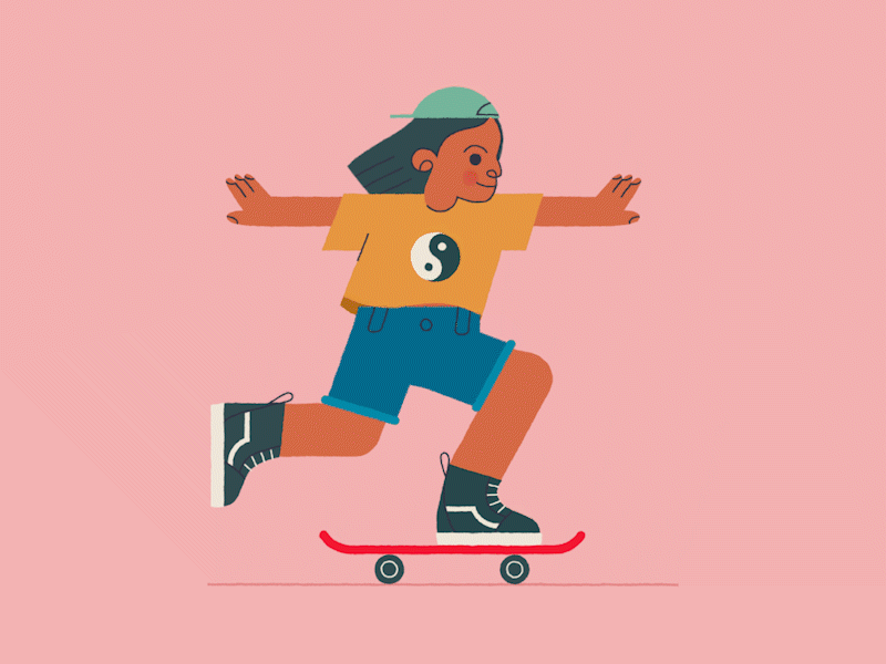 Skate Girl Animation animation character animation character design illustration motion graphics people people design skate skate design