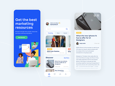 Marketing Articles and News Reading App app design article design blog design branding button design design graphic design reading app ui ui article ui blog ui design