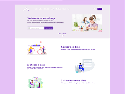 Kamdemy Home Page class edtech education free trial how it works k12 online school web web design website