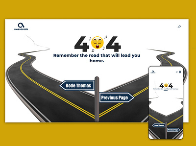 404 Error Page Web Mobile Design 404 404 error page 404 page 404page bode thomas design error page lagos mobile design nigeria road ui ui design web design