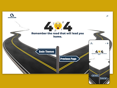 404 Error Page Web Mobile Design 404 404 error page 404 page 404page bode thomas design error page lagos mobile design nigeria road ui ui design web design