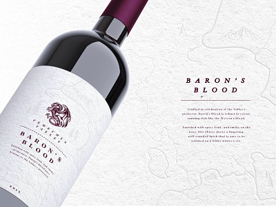 Baron's Blood dragon dragon illustration dragon logo dragon mark logo logo design mark wine wine label wine packaging