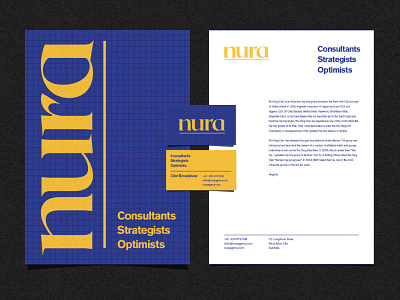 Nura branding branding design businesss cards clean logo letterhead design logo logo design poster design stationery design yellow