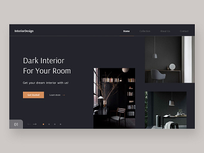 Interior Design Website architecture clean dark mode header interior design layout luxury minimalist web ui design web web design