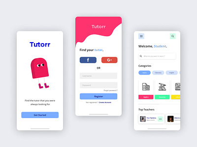 Tutorr Mobile App daily dailyui mobile app mobile design mobile ui mockup tutor app