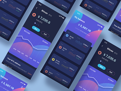 Cryptocurrency app app balance bitcoin bright clean crypto currency crypto wallet cryptocurrency dashboad data design flat fresh mobile money product ui