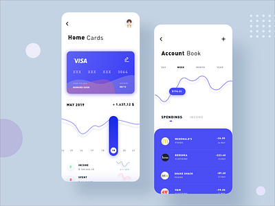 Account book screen account settings accountbook bank bright clean dashboad flat interface money app payment app ui ux wallet app