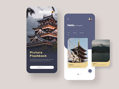 Flashback Photo app album app clean design layout light menu message modern photo social typography ui ux vector