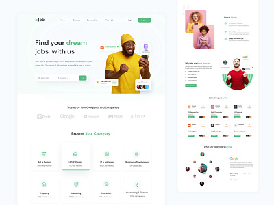 Ejob - Job Finder Landing page Web Design 2021 trends job listing page design landing page ui design user interface ux design web design