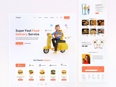 Food delivery Landing Page Web Design agency website app showcase burger courier delivery service efood fast food food food delivery app glassmorphism landing page pizza responsive web design restaurant restaurant web design restaurant website design ui design user interface ux design uxdesign web design