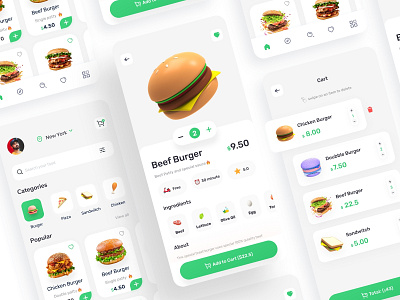 Food App UI Design app showcase burger app chef app delivery app eat eating food app food app ui kit free food delivery food delivery app food delivery application food delivery service food design glassmorphism mobile app pizza restaurant app ui design user interface ux design