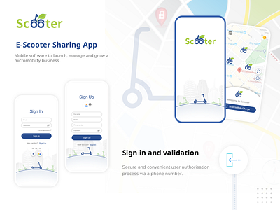 E scooter APP login page design logo designs mobile app design mobile apps signing signup