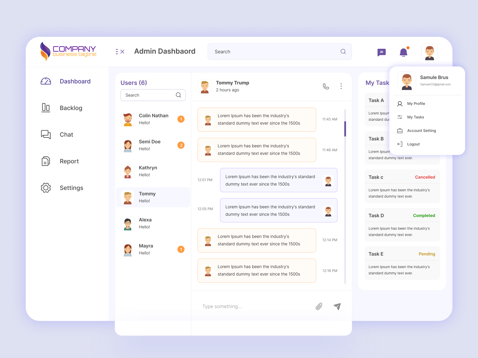 Chat-Message Dashboard by Jyoti Bala on Dribbble