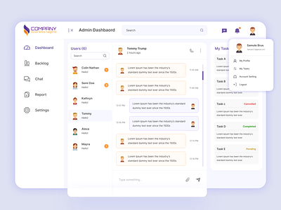 Chat-Message Dashboard admin chat dashboard message text website