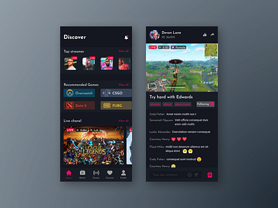 Streaming app mobile app design streaming app streaming service ui design video game