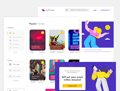 Eventimeline (Event Management and Ticketing) design event app figma ticket ui uiux ux web webapp
