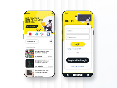 IGZAM - Student's Crowdsource Study App black figma figmadesign mobile app mobile app design ui uidesign uiux ux yellow