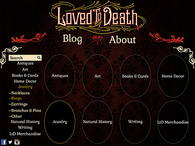 Loved To Death Website Redesign baroque damask filigree gothic ui victorian web design