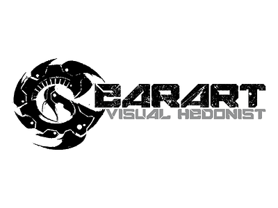 GEARART Logo blades chainsaw custom typography cyberpunk deadly evil futuristic grungy logo monochrome textured