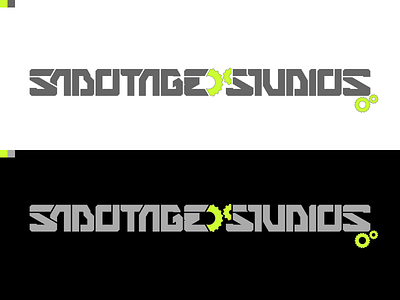Sabotage Studios Logo 2 color branding custom typography cyberpunk futuristic industrial logo minimal