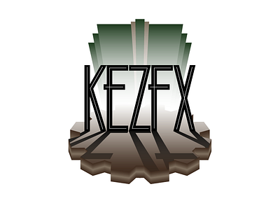 KezFX Logo v1 3d art deco branding cog custom typography gear gradient lighting logo perspective ramp steampunk
